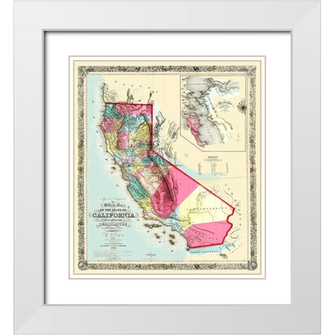 California - Eddy 1854 White Modern Wood Framed Art Print with Double Matting by Eddy