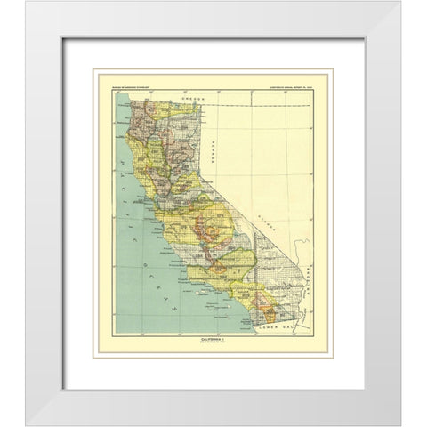 California - Hoen 1896 White Modern Wood Framed Art Print with Double Matting by Hoen