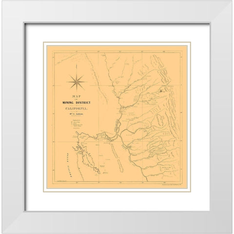California Mining- Jackson 1850  White Modern Wood Framed Art Print with Double Matting by Jackson