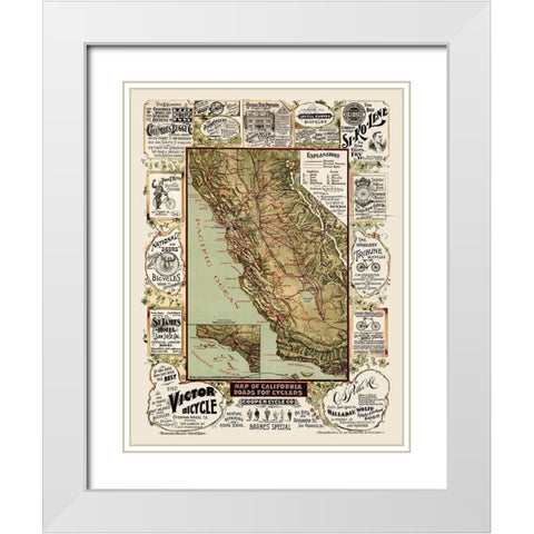 California Cyclers - Blum 1895  White Modern Wood Framed Art Print with Double Matting by Blum