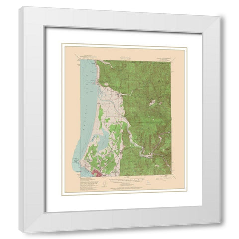 Crescent City California Quad - USGS 1952 White Modern Wood Framed Art Print with Double Matting by USGS
