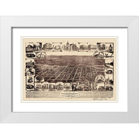 Chico, Chico Vecino California - Schmidt 1888 White Modern Wood Framed Art Print with Double Matting by Schmidt