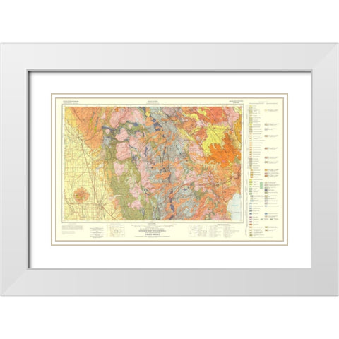 Geologic California Chico Sheet - Burnett 1957 White Modern Wood Framed Art Print with Double Matting by Burnett