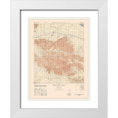 Chuckwalla Mountains Sheet - US Army  1944 White Modern Wood Framed Art Print with Double Matting by US Army