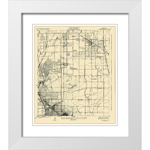 Clearwater California Quad - USGS 1925 White Modern Wood Framed Art Print with Double Matting by USGS