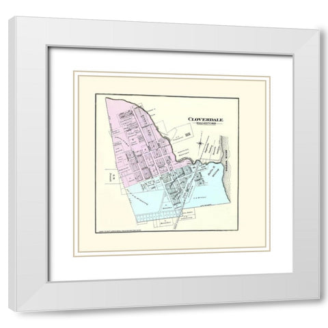 Cloverdale California Landowner - Thompson 1877 White Modern Wood Framed Art Print with Double Matting by Thompson