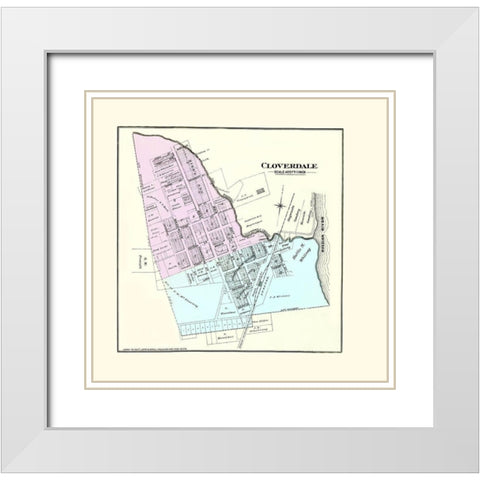 Cloverdale California Landowner - Thompson 1877 White Modern Wood Framed Art Print with Double Matting by Thompson