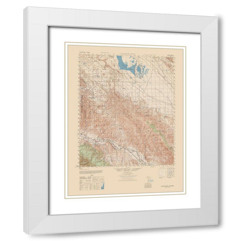 Caliente Mountain Quad - USGS  1943 White Modern Wood Framed Art Print with Double Matting by USGS