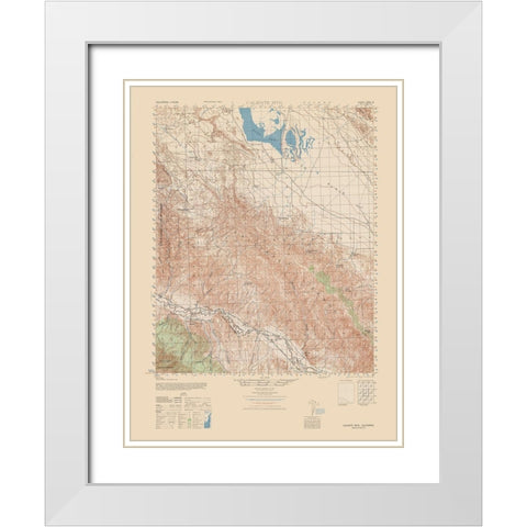 Caliente Mountain Quad - USGS  1943 White Modern Wood Framed Art Print with Double Matting by USGS