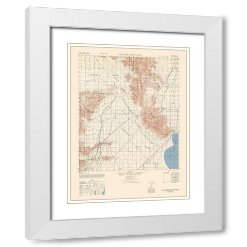 Coxcomb Mountains Sheet - US Army  1944 White Modern Wood Framed Art Print with Double Matting by US Army