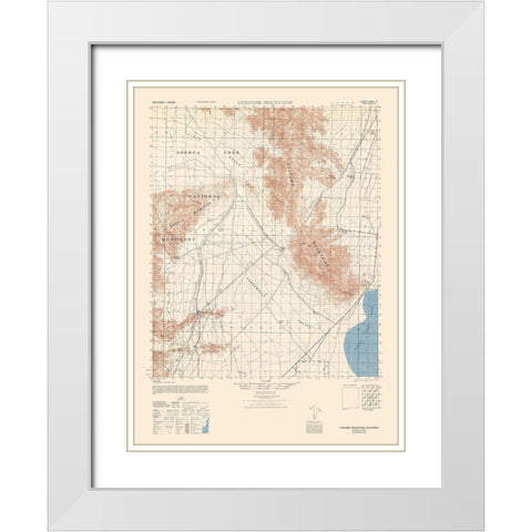 Coxcomb Mountains Sheet - US Army  1944 White Modern Wood Framed Art Print with Double Matting by US Army