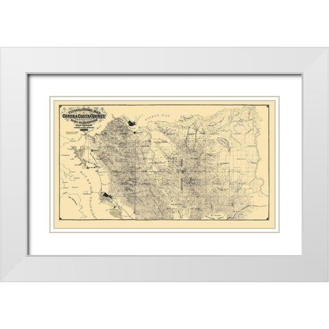 Contra Costa California - USGS 1871 White Modern Wood Framed Art Print with Double Matting by USGS