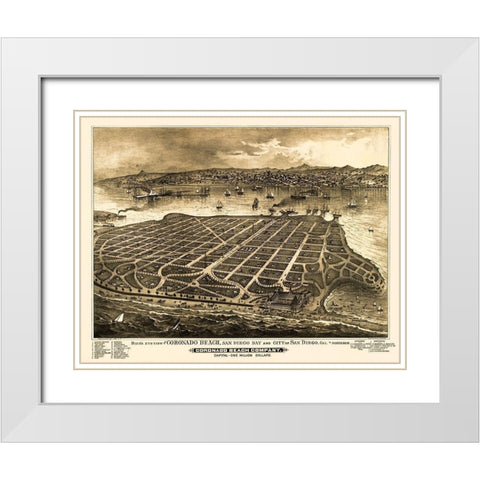 Coronado Beach California - Moore 1887 White Modern Wood Framed Art Print with Double Matting by Moore