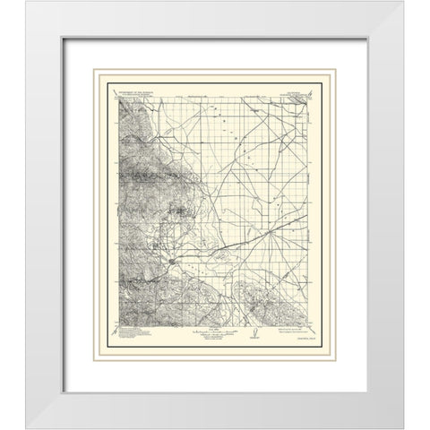 Coalinga California Quad - USGS 1912 White Modern Wood Framed Art Print with Double Matting by USGS