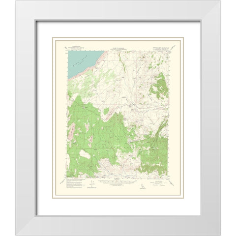 Cowtrack Mountain California Quad - USGS 1964 White Modern Wood Framed Art Print with Double Matting by USGS