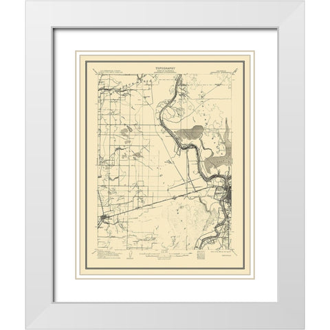 Davisville California Quad - USGS 1907 White Modern Wood Framed Art Print with Double Matting by USGS