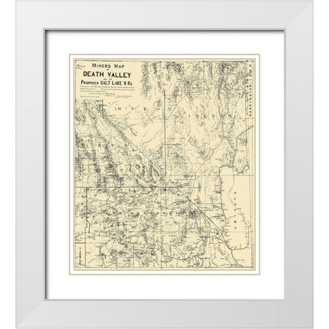 Death Valley Miner Salt Lake Railroad CA White Modern Wood Framed Art Print with Double Matting by Crowell