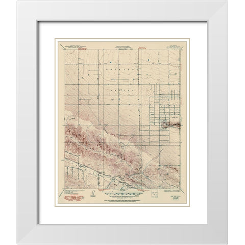 Del Sur California Quad - USGS 1937 White Modern Wood Framed Art Print with Double Matting by USGS