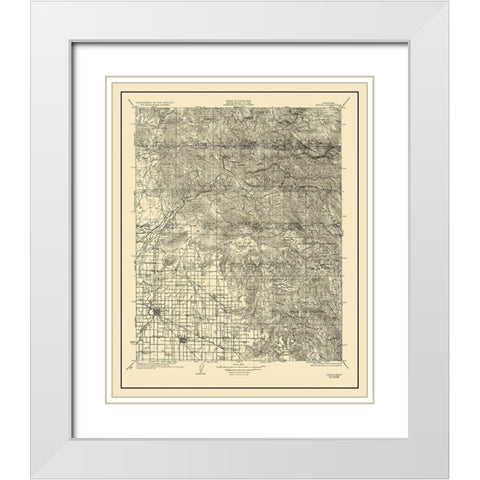 Dinuba California Quad - USGS 1924 White Modern Wood Framed Art Print with Double Matting by USGS