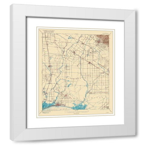 Downey California Sheet - USGS 1902 White Modern Wood Framed Art Print with Double Matting by USGS