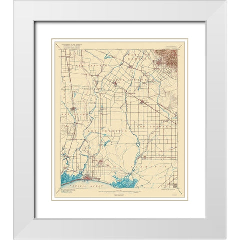 Downey California Sheet - USGS 1902 White Modern Wood Framed Art Print with Double Matting by USGS