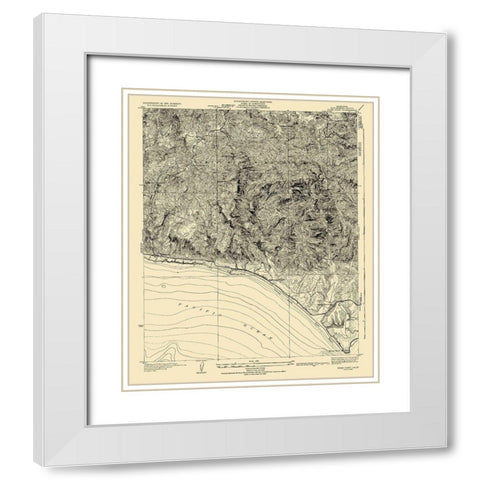 Dume Point California Quad - USGS 1932 White Modern Wood Framed Art Print with Double Matting by USGS