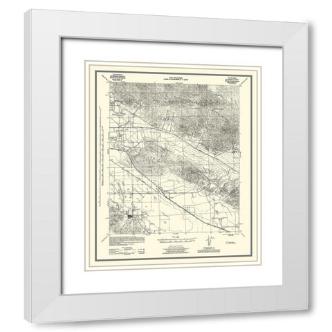 Edom California Quad Grid F - US Army 1944 White Modern Wood Framed Art Print with Double Matting by US Army