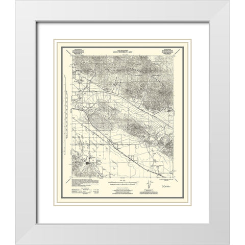 Edom California Quad Grid F - US Army 1944 White Modern Wood Framed Art Print with Double Matting by US Army