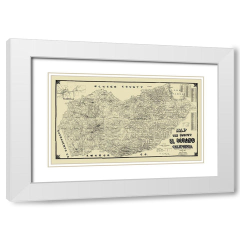 El Dorado California Landowner - Punnett 1895 White Modern Wood Framed Art Print with Double Matting by Punnett
