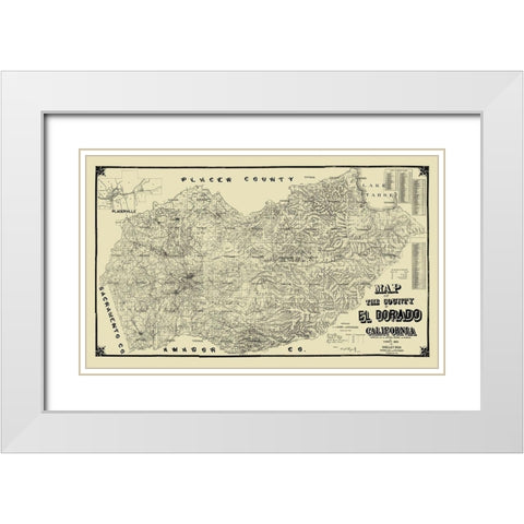 El Dorado California Landowner - Punnett 1895 White Modern Wood Framed Art Print with Double Matting by Punnett