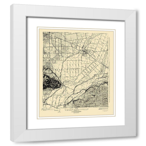 El Monte California - USGS 1926 White Modern Wood Framed Art Print with Double Matting by USGS