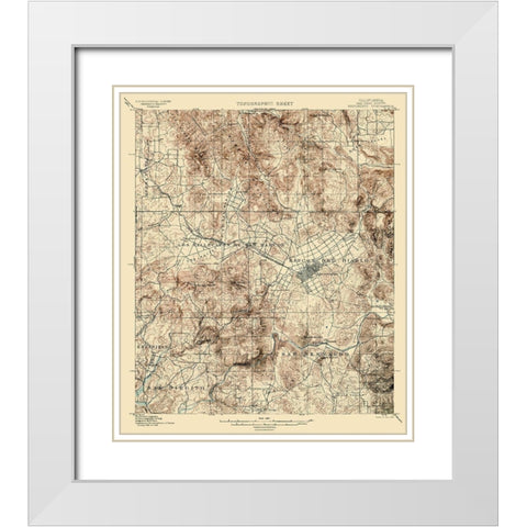 Escondido California Quad - USGS 1901 White Modern Wood Framed Art Print with Double Matting by USGS