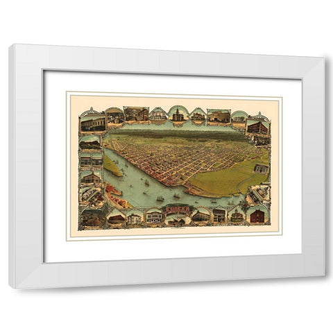 Eureka California - Britton 1902 White Modern Wood Framed Art Print with Double Matting by Britton