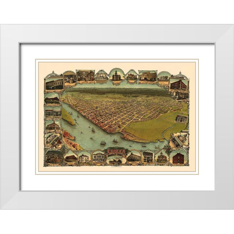 Eureka California - Britton 1902 White Modern Wood Framed Art Print with Double Matting by Britton