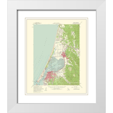 Eureka California Quad - USGS 1961 White Modern Wood Framed Art Print with Double Matting by USGS