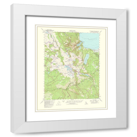 Fallen Leaf Lake California Quad - USGS 1964 White Modern Wood Framed Art Print with Double Matting by USGS