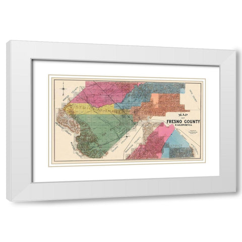 Fresno California - Thompson 1891 White Modern Wood Framed Art Print with Double Matting by Thompson