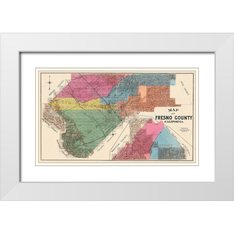 Fresno California - Thompson 1891 White Modern Wood Framed Art Print with Double Matting by Thompson