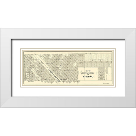 Fresno, Central California Landowner - Thomas 1892 White Modern Wood Framed Art Print with Double Matting by Thomas