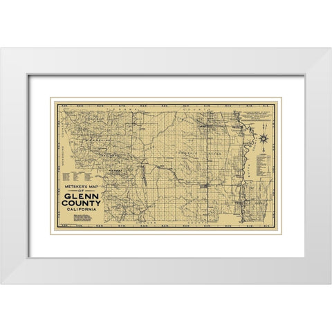 Glenn California - Metsker 1936 White Modern Wood Framed Art Print with Double Matting by Metsker