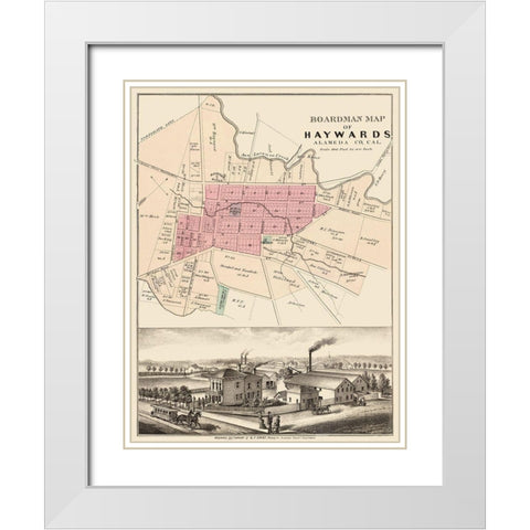 Haywards California Landowner - Boardman 1878 White Modern Wood Framed Art Print with Double Matting by Boardman