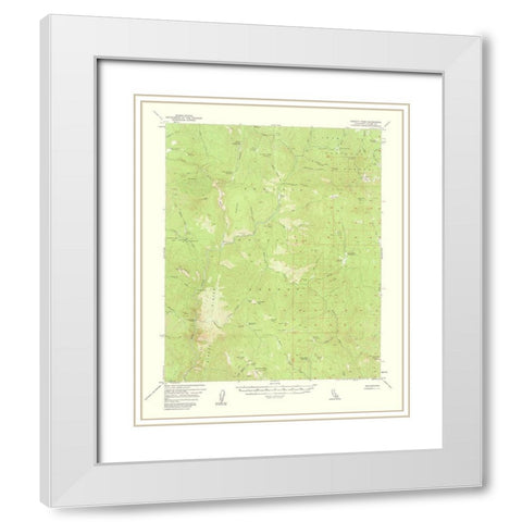 Hockett Peak California Quad - USGS 1962 White Modern Wood Framed Art Print with Double Matting by USGS