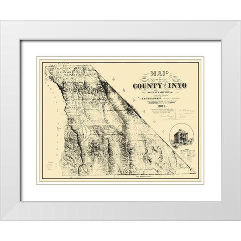 Inyo California - Treadwell 1884 White Modern Wood Framed Art Print with Double Matting by Treadwell