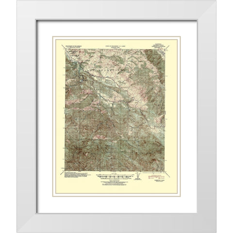 Jamesburg California Quad - USGS 1940 White Modern Wood Framed Art Print with Double Matting by USGS