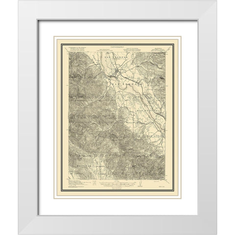 King City California Quad - USGS 1919 White Modern Wood Framed Art Print with Double Matting by USGS