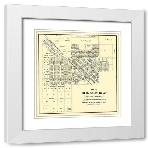 Kingsburg California Landowner - Thomas 1892 White Modern Wood Framed Art Print with Double Matting by Thomas