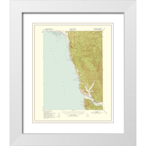 Klamath California Quad - USGS 1957 White Modern Wood Framed Art Print with Double Matting by USGS