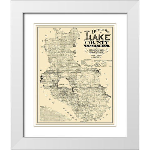 Lake California Landowner - Rice 1892 White Modern Wood Framed Art Print with Double Matting by Rice