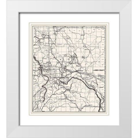 Lassen California - Morton 1929 White Modern Wood Framed Art Print with Double Matting by Morton