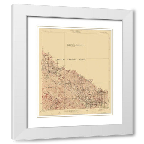 La Crescenta California Quad - USGS 1928 White Modern Wood Framed Art Print with Double Matting by USGS